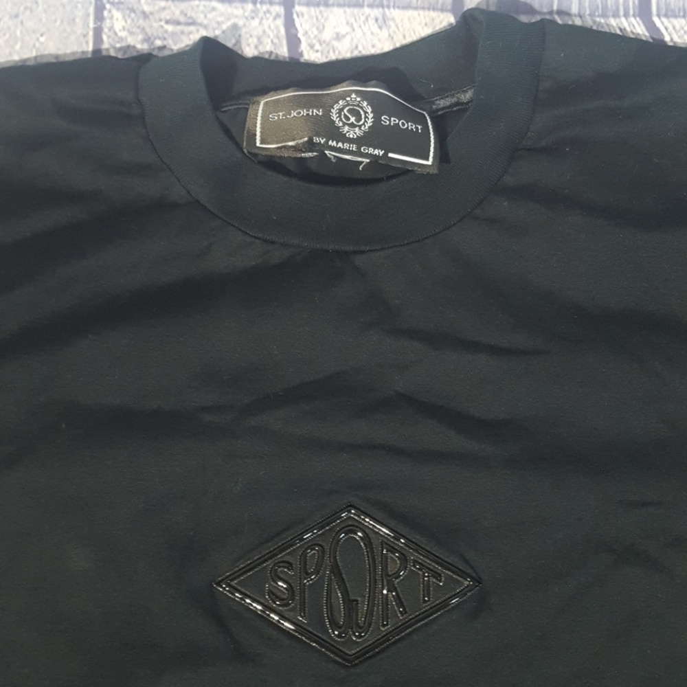St. John Sport Black Crew Neck Shirt, Small